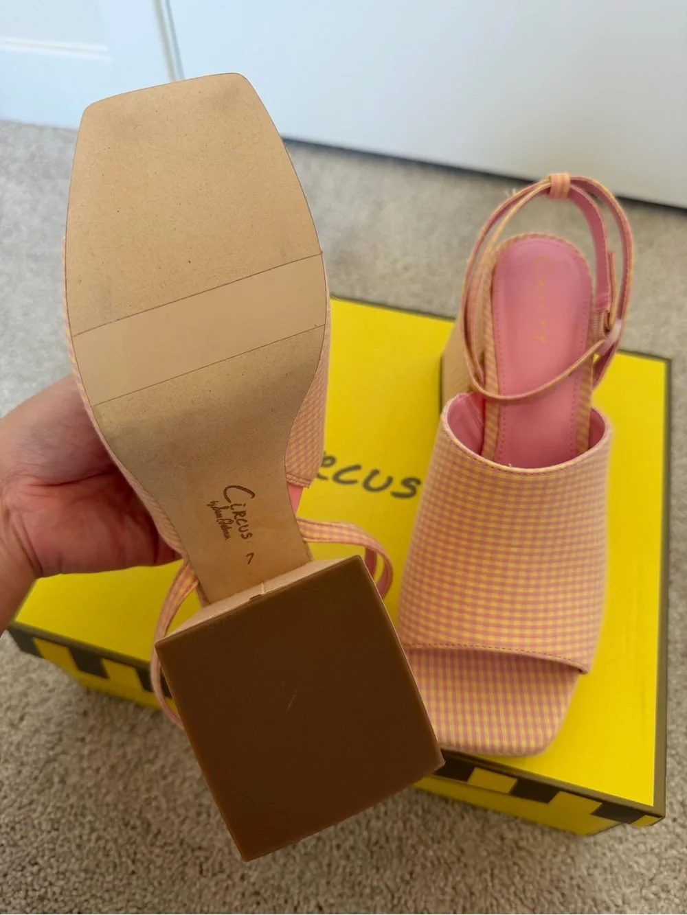 Circus by Sam Edelman Pink and Orange Gingham Platform Slingbacks